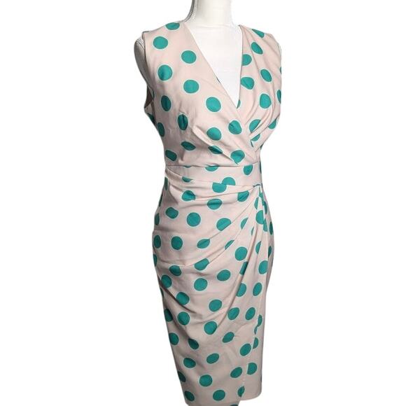 SERPIL Bodycon green Polka dot dress size 38 US small twee Y2KVintage girlboss - Picture 2 of 6